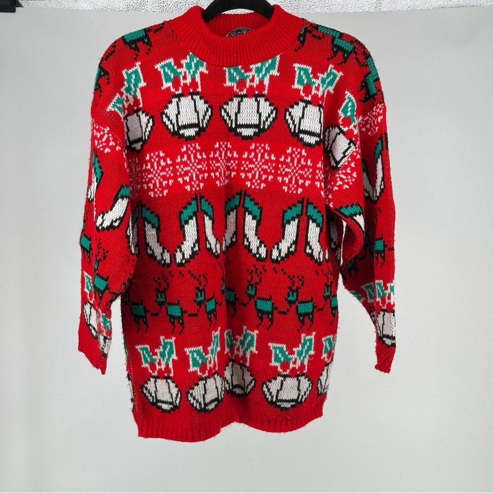Women’s Medium Vintage Ugly Christmas Sweater Red Green White